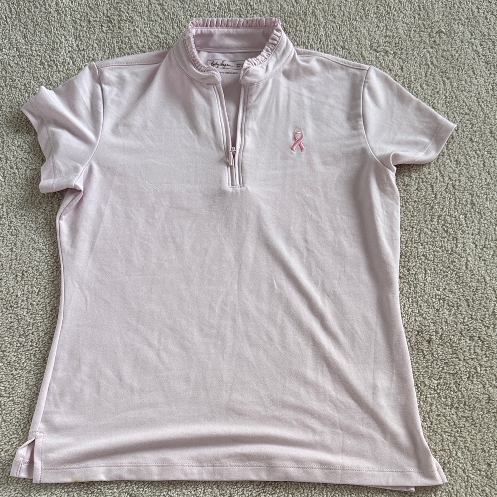 Lady Hagen Soft Pink Zip Collar Polo